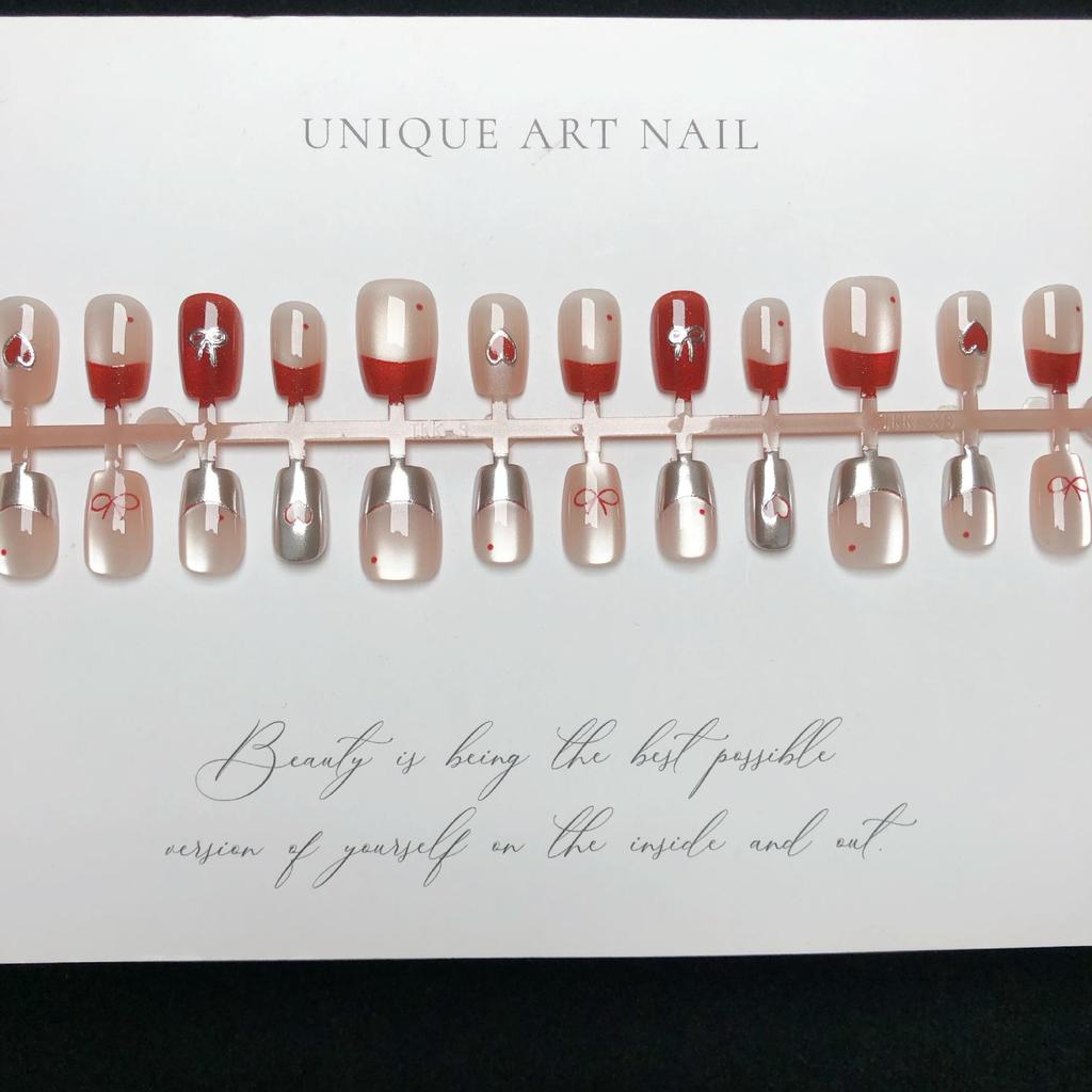 Little Monkey Angkor Red Holiday Nail Art – Festive Short Style for a Bright Look