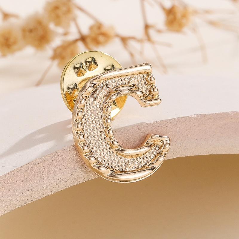 2Pcs New Metal Initial A To Z 26 Letters Pin Suit Shirt Collar Lapel Brooch Pin Badge Fashion Jewelry For Men Women Accessories