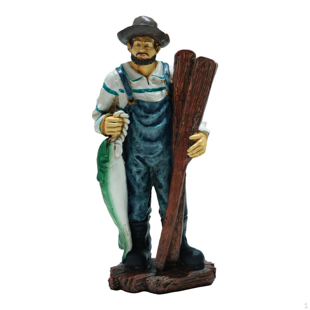 Statua del Pescatore Figurina Decorazione da Tavolo Decorazione per la Casa Regalo di Natale Scultura Resina Marinaio