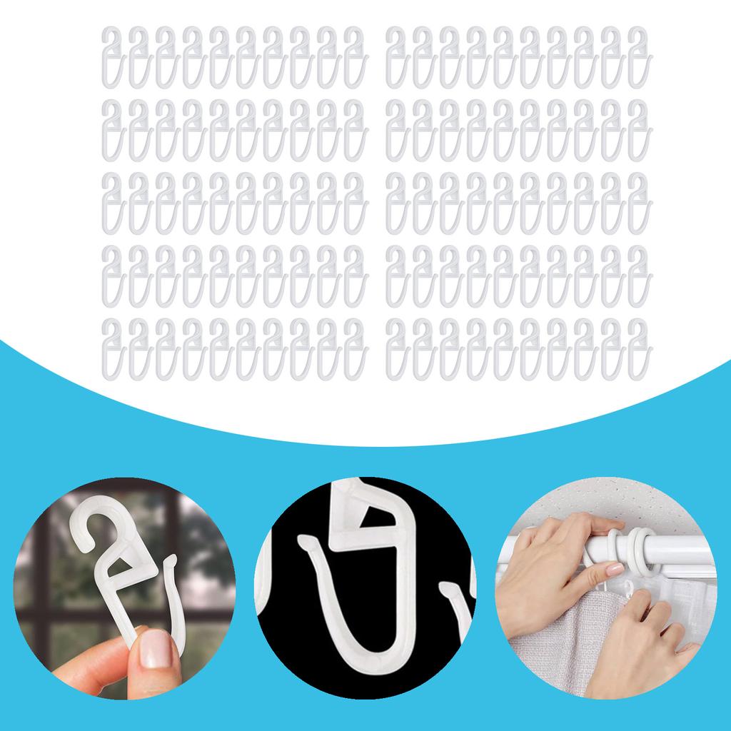 100Pcs Curtain Movement Essential S Shaped Quiet Track Glider Hook Track Drapery Hook