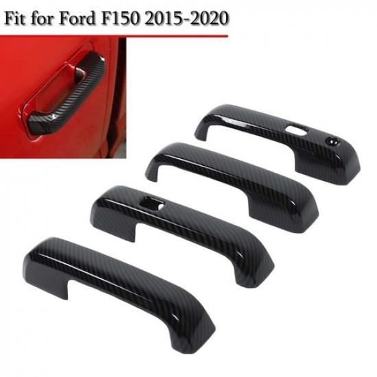 Exterior Door Handle Shell Trim Decor COVERS For Ford F150 2015-20 Carbon Fiber