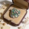 Vintage Shell Brooch Pendant With Geometric Inlay For Women And Men