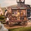 Căruță Magică Retro Cabină Casă din Lemn DIY Figurine Kituri Miniaturi Raft de Cărți Decorațiuni pentru Casă Meșteșuguri Pentru Adulți Cadouri Handmade
