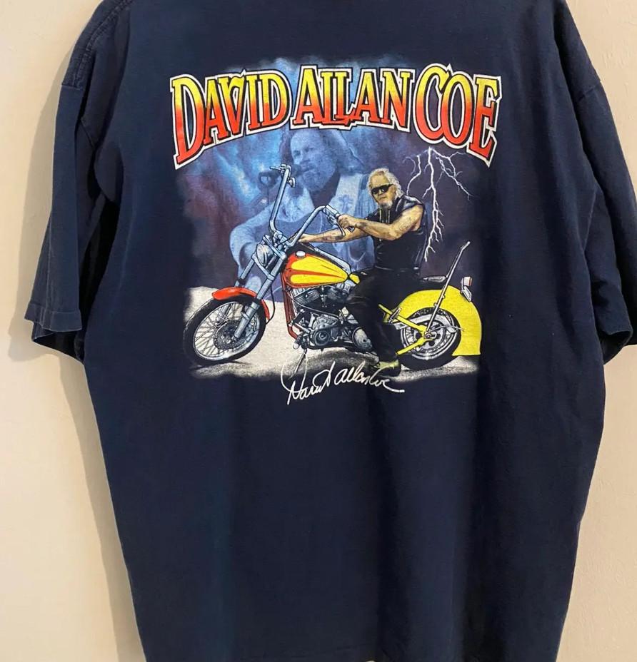 

Vintage David Allan Coe Lightning Biker Tee Shirt Black Unisex S-5XL Unisex T-Shirt XL
