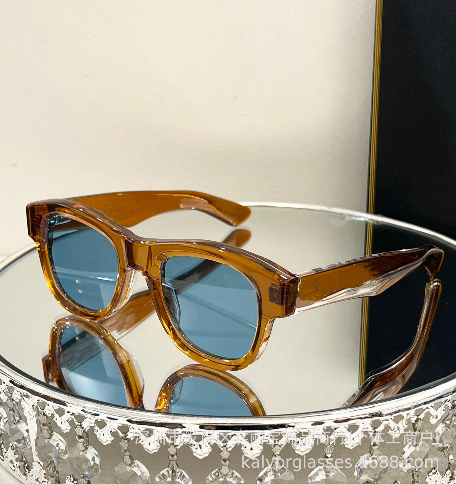 

JMM Fashion High-End Круглые солнцезащитные очки ручной работы из ацетата класса люкс 51mm-24mm-146mm