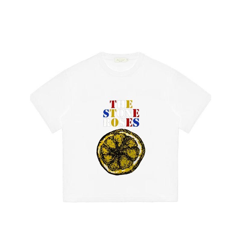 The Stone Roses Black T-Shirt with Lemon Print and Band Name for Casual Wear