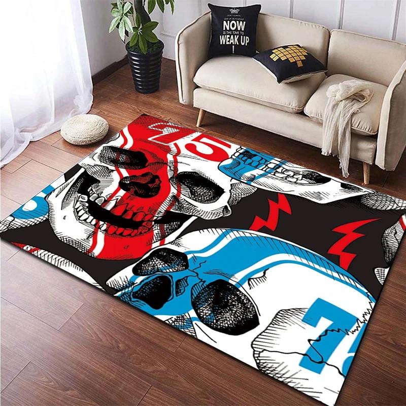 Halloween Gothic Skull Rug Living Room Bedroom Skin Friendly Rug Party Decoration Easy Care Rugs Home Decoration