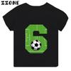 Black Modal Tshirt for Boys Cute Soccer Age Digital Print Short Sleeve Kids Top Creative Polyester Fabric