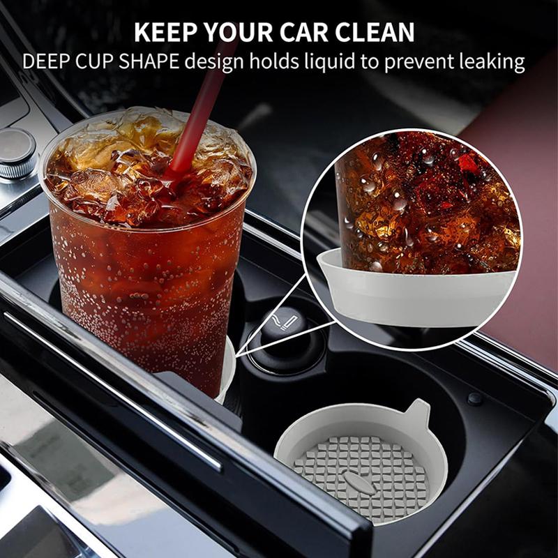 SEAMETAL 2Pcs Car Cup Coasters Non-Slip Silicone Cup Cushion Waterproof Washable Vehicle Coaster Auto Drink Holder Bottom Mat
