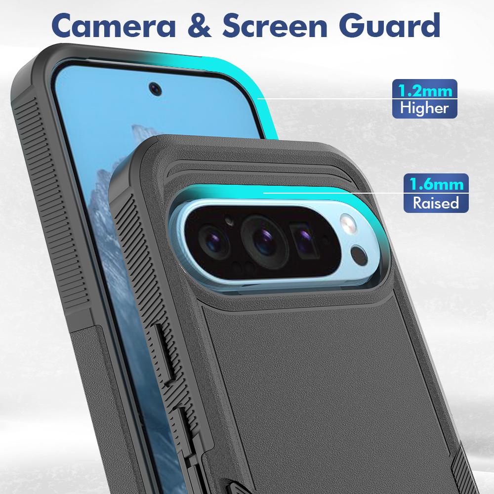 

For Google Pixel 9/9 Pro Phone Case Shockproof 2-in-1 PC+TPU Cover Dark Blue