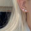 Heart-Shaped Zirconia Stud Earrings for Women - Cool, Simple Design for Ear Cartilage and Cochlea with Screw Back, Trendy and Niche.
