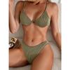 Women S Sexy Solid Color Underwire Bikini Swimsuit Set