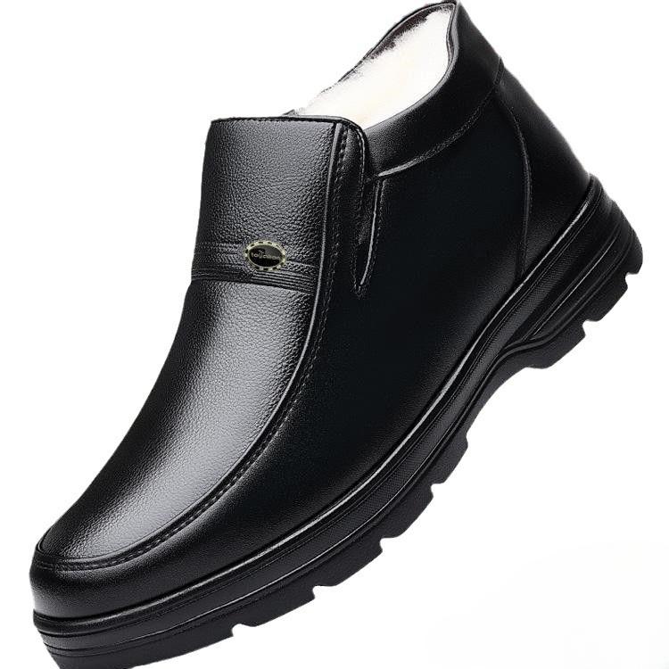 Winter-Echtleder-High-Top-Casual-Rindsleder-Fleece-gefütterte, gepolsterte, warmhaltende Lederschuhe