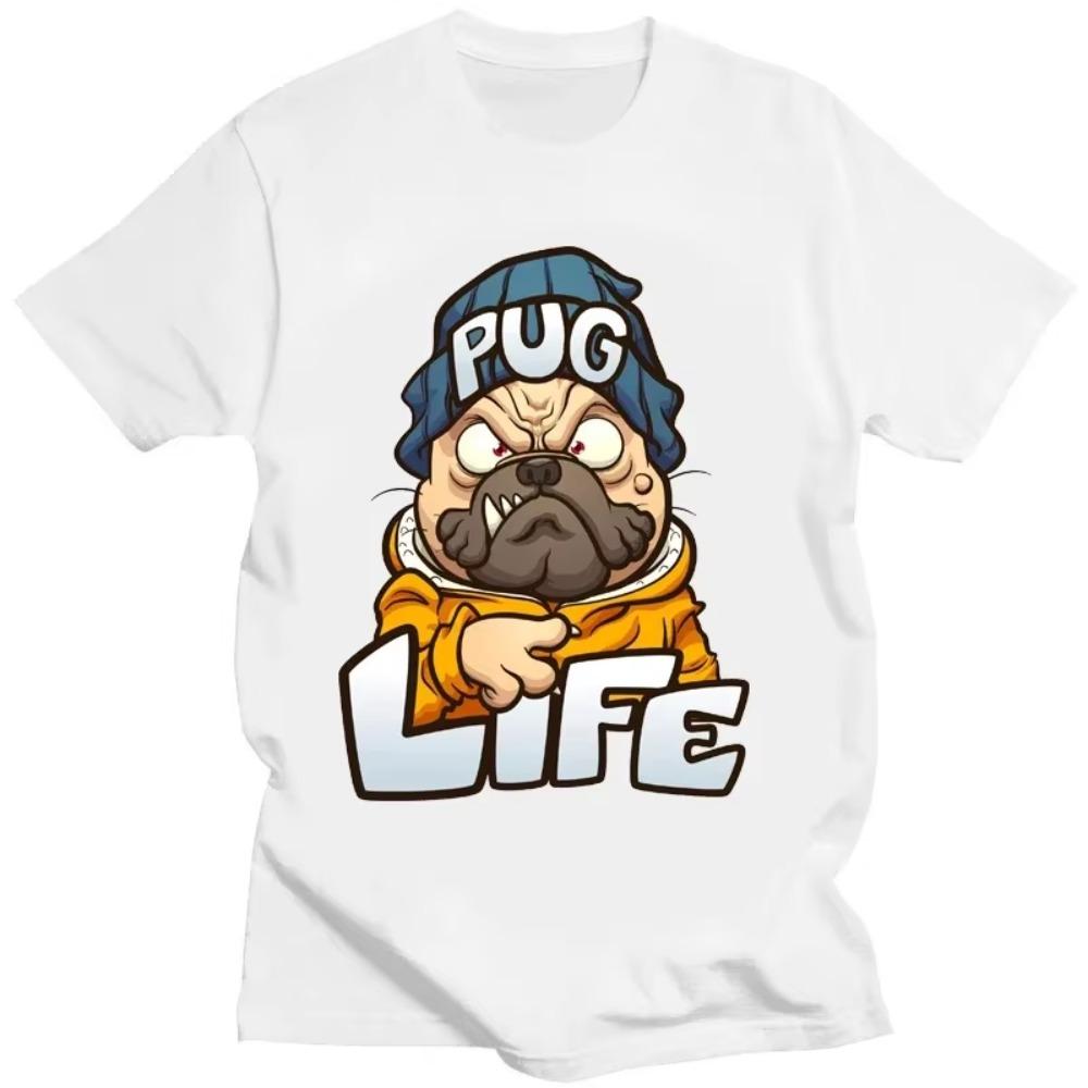The Life of A Fierce Pug T Shirt Funny Animal Dog Graphic T-shirt  Camisas De Hombre Hip Hop Clothes Women Men Clothing Tees Top