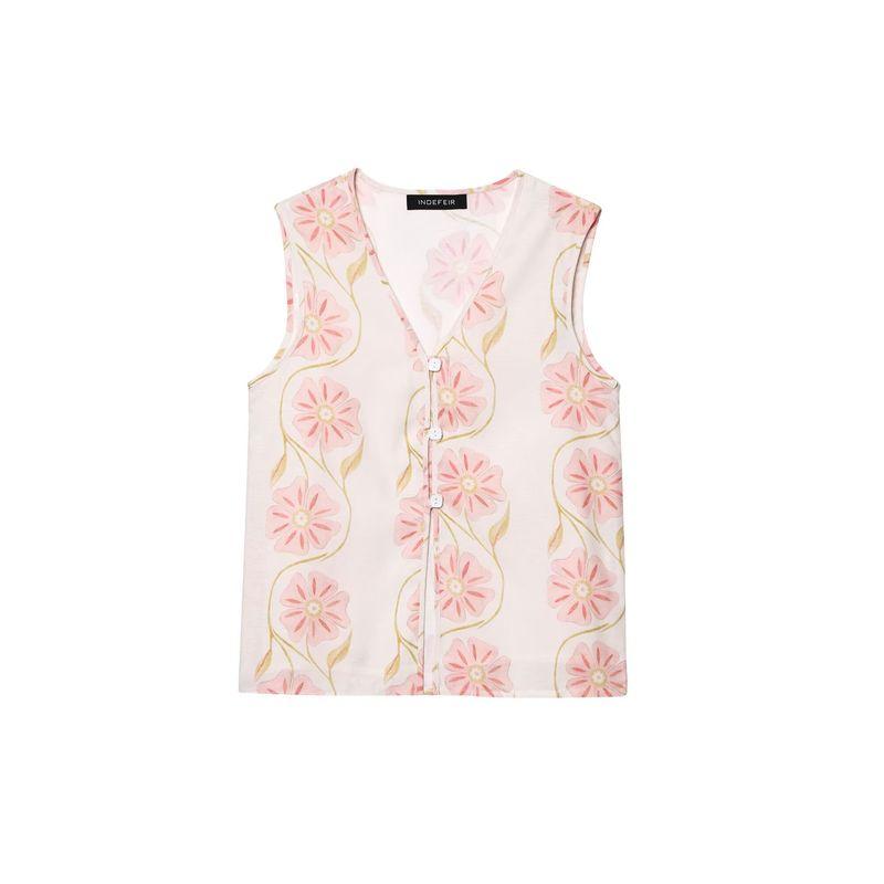 Kaslead New Arrival Women's Clothing Fashion Style Print Halterneck Dress Vest Top and Skirt Three-Piece Set