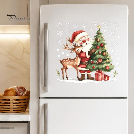 Self Adhesive Wall Stickers for Entryway Christmas Santa Claus/Snowman Static Glass Stickers, Removable Windows Clings, PVC Waterproof Durable Window