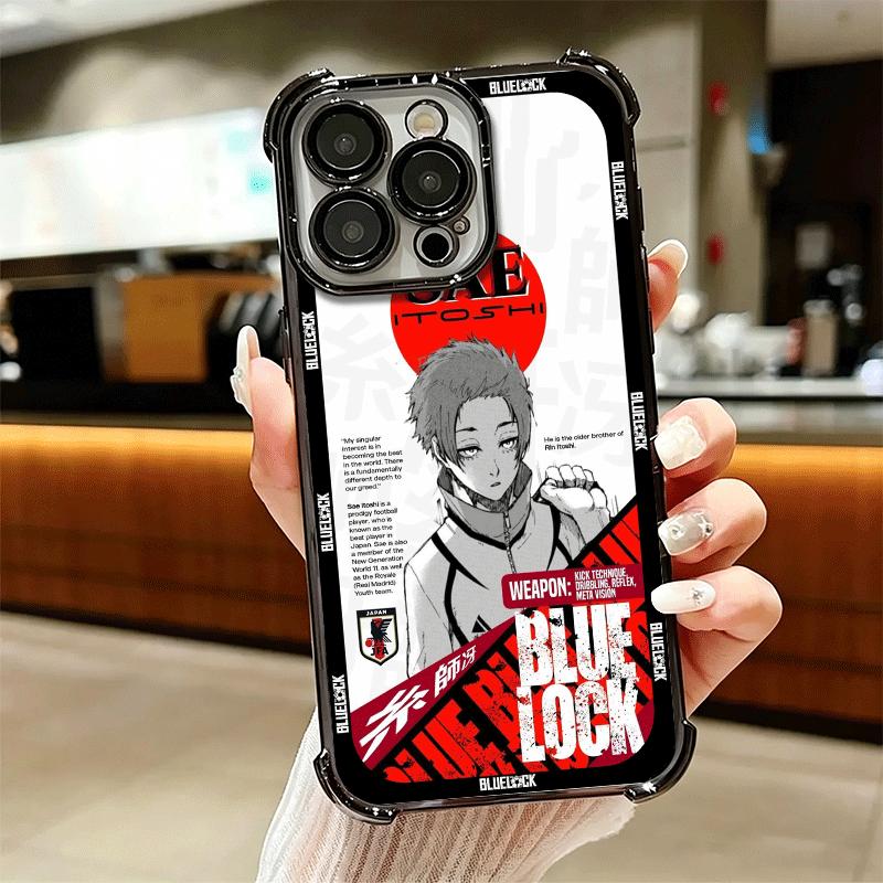 Anime Blue L-Lock Manga Soft Phone Case For iPhone 15 16 17 Air 14 Pro Max 16E Plus 13 12 Mini Plating Anti-Fall Fundas
