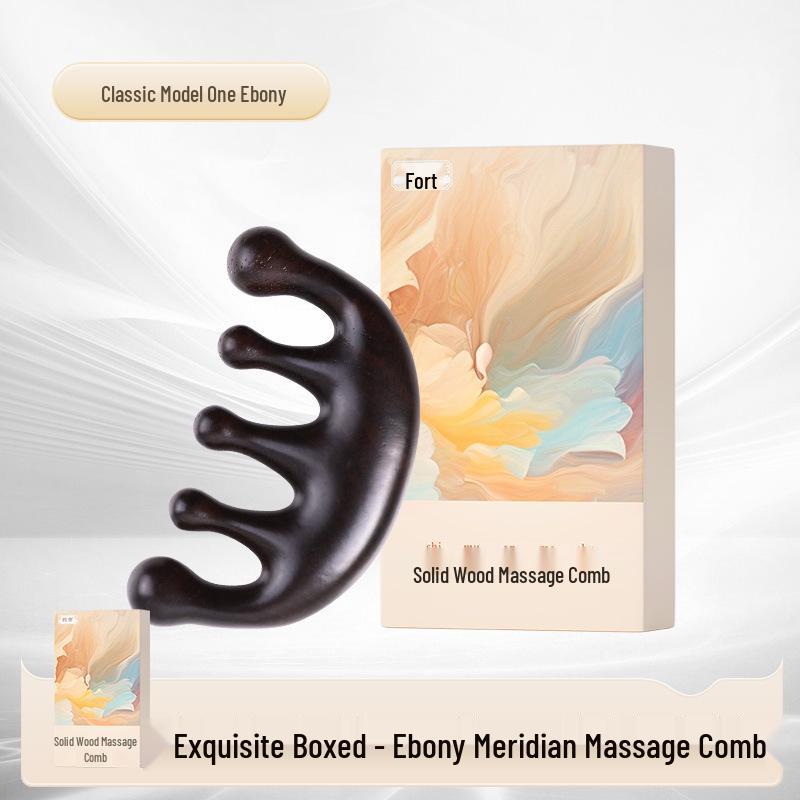 Rosewood Meridian Massage Comb for Face and Scalp Therapy, Unisex, Natural and Paint-Free