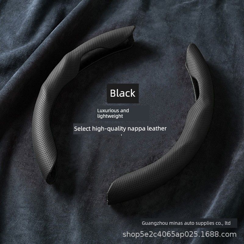 Car Steering Wheel Cover Round/D-Shaped Ultra-Thin Breathable Wear-Resistant Nappa Leather Handle Cover Non-Slip Sports Style Suitable for All Seasons
