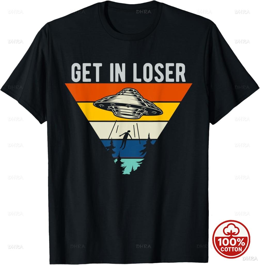 Aliens UFO Egyptian Pyramids Science Fiction Unisex Cotton TShirt Custom Printed Graphic T Shirts Y2k Funny Tshirt Streetwear