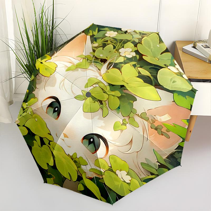 

1pc Appealing Cat Fully Automatic Folding Portable Umbrella, 8 Iron Frames, Three-Fold Design, Suitable for All Seasons, Suitable for Outdoor Use.C008