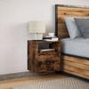 Wall Mounted Nightstand with LED Lights Smoked Oak