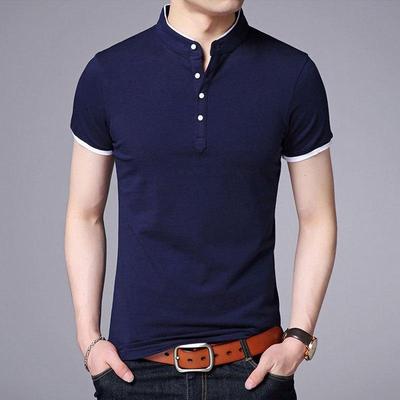 Camiseta tipo Polo de Algodón de Xinjiang para Hombre Verano 2022 - Manga Corta con Cuello Mao