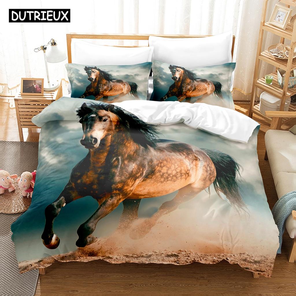 Set Biancheria da Letto 3D Il Cavallo Set Copripiumino con Federa Singolo Matrimoniale Queen King Biancheria da Letto