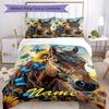 3pcs Custom Name Horse Bedding Set Duvet Cover Closure Includes 1 Duvet Cover & 2 Pillowcases, Soft and Comfortable for All Seasons.