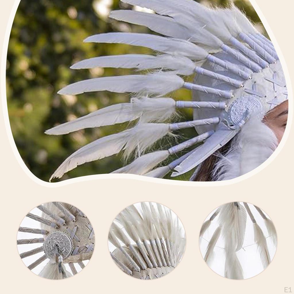 Indian Chief Feather Headdress for Men Headwear Party Cosplay Burlesque Show