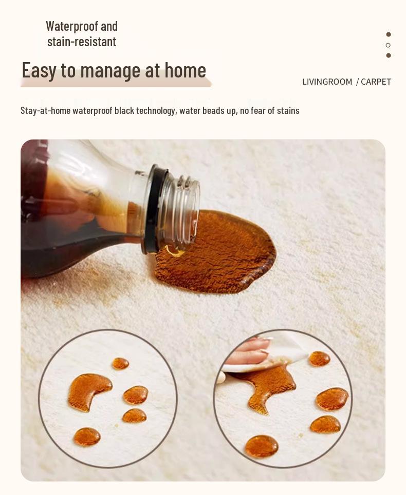 Retro Light Luxury High-End Cream Carpet: French-Style Waterproof, Anti-Stain Floor Mat for Living Room & Bedroom