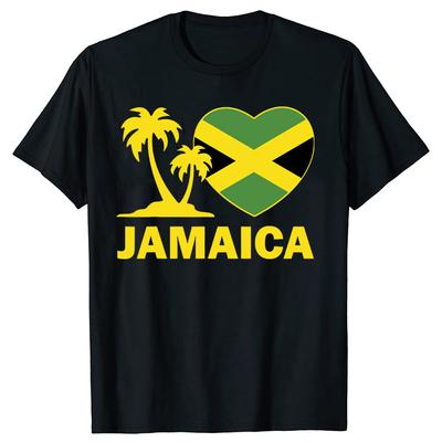 Funny Jamaica I Love Jamaican Flag Heart 100 Cotton Tshirt Men Fashion Print Loose Oversized Streetwear Hip Hop Unisex T Shirt