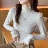 Lace splicing semi-turtleneck bottoming shirt women's autumn and winter threaded sweater lace knitted sweater inner top