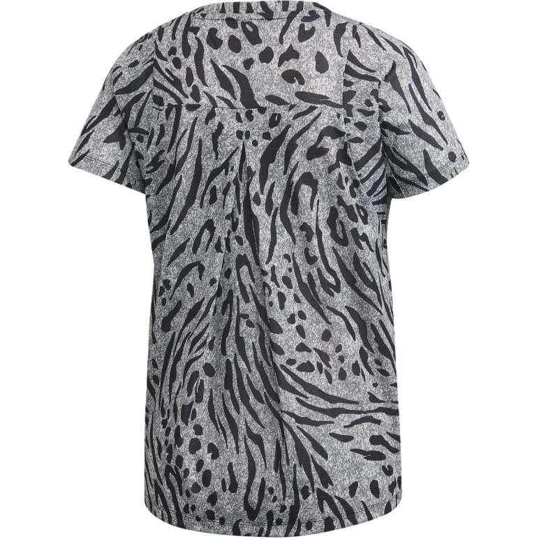 Adidas All Over Print Round Neck Sports Short Sleeve T-Shirt Women Tops Black FN1483