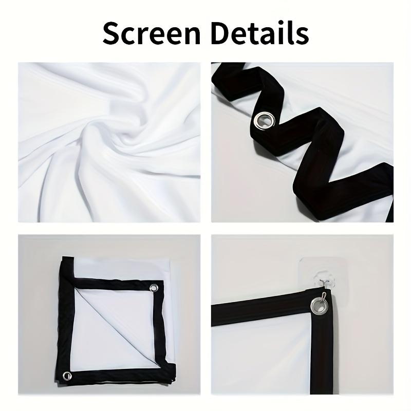 60-150 Inch Foldable Projection Screen Portable Polyester Display Fabric for Outdoor Movies Home Theater Office Meetings