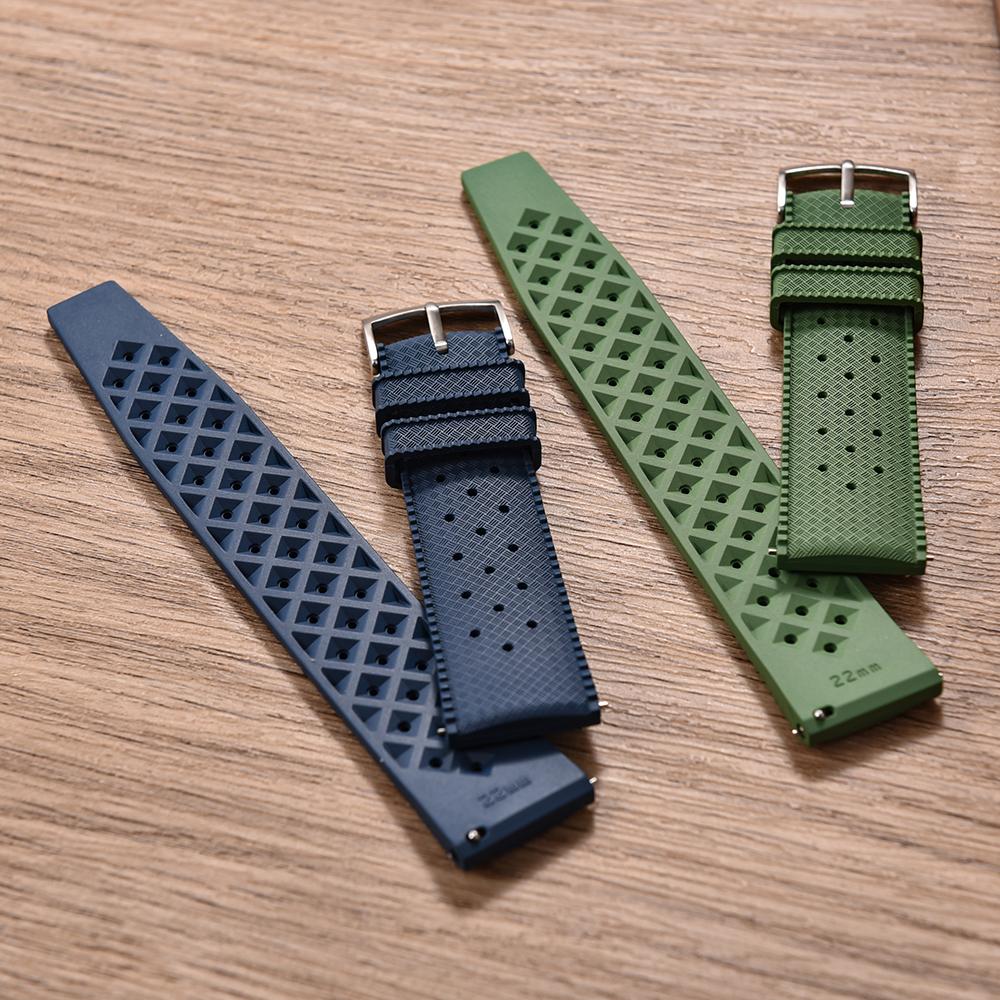 18/19/20/21/22/23/24mm Tropische FKM-Gummi-Uhrenarmbänder Schnellverschluss FPM-Armband Langlebiges Weiches Armband Wasserdichtes Sportuhr