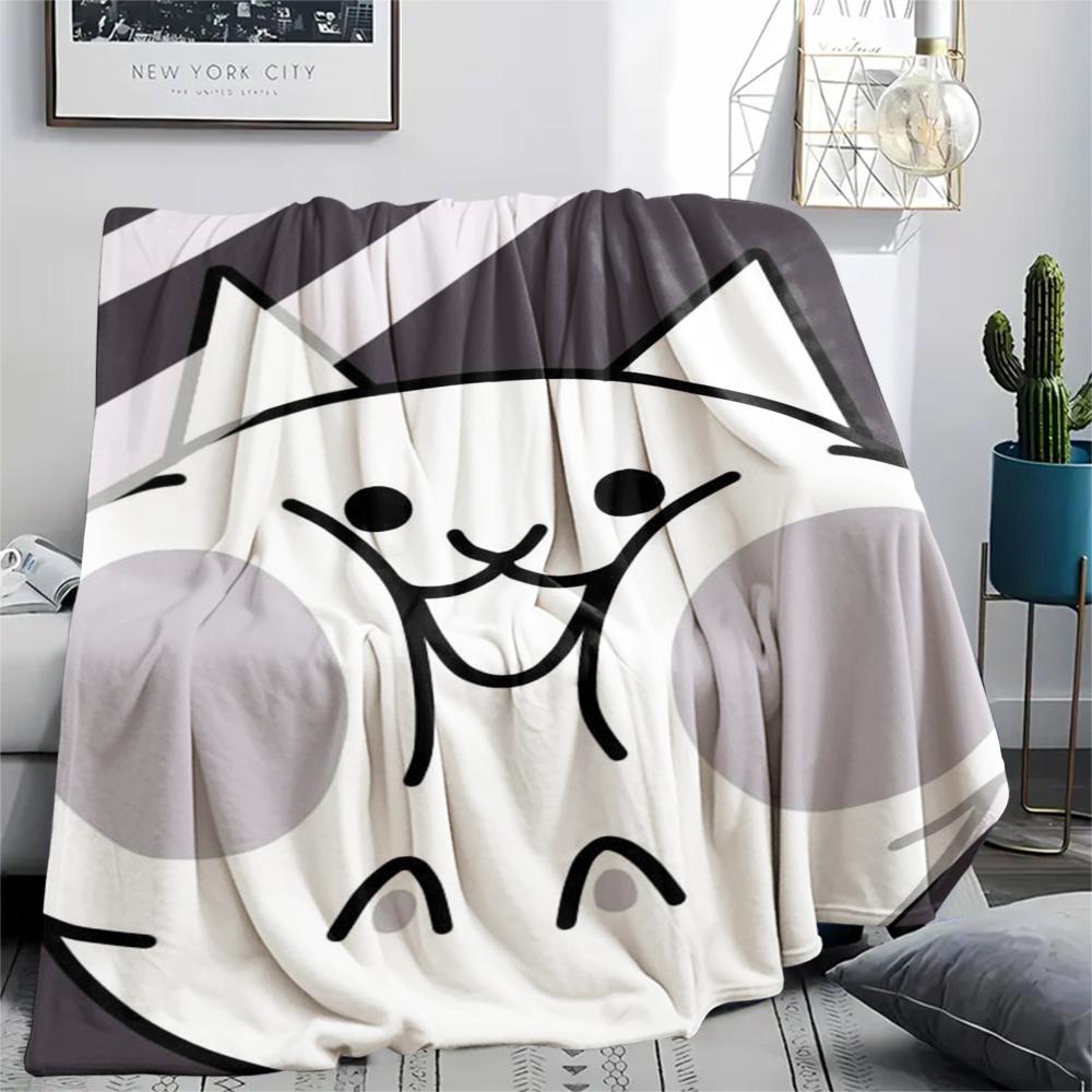 1PC THE BATTLE CATS Print Flannel Blanket, High quality Comfortable for All Seasons, Home Decor, Warmth and Comfort, Perfect for Christmas Gifts207