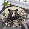 Black Bear Round Area Rug,Carpet Rug for Living Room Bedroom Sofa Playroom Decor,Non-slip Floor Mat