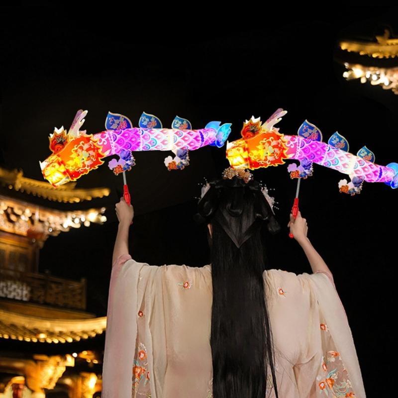 Paper Craft Dragon Light Toy DIY Material Bag for Chinese New Year Festive Paper Craft Dragon Home Decor Party Supply