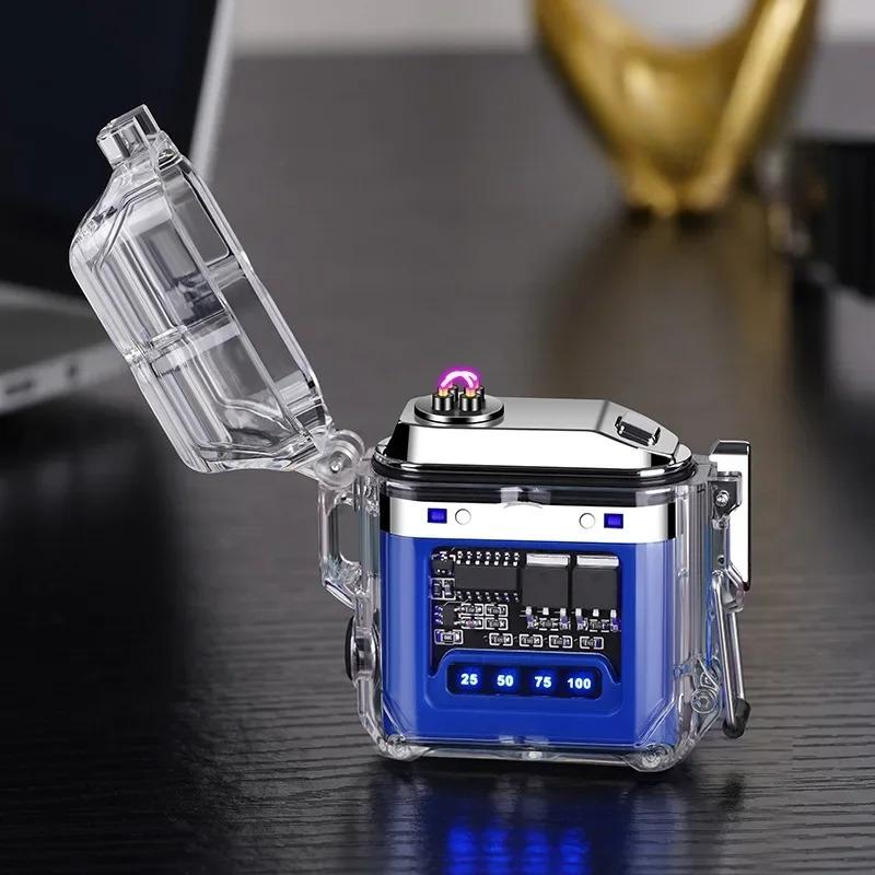 New Transparent Shell Waterproof and Windproof Ignition Flashlight TYPE-C Fast Charging COB Lighting Outdoor Camping Gift