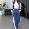 2024 Europe, America, Amazon cross-border women's clothing new fashion splicing contrasting color sports sweater temperament suit pants