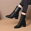 Soft leather women's boots winter new thick-heeled short boots medium boots high-heeled boots are thin and not tired Martin boots