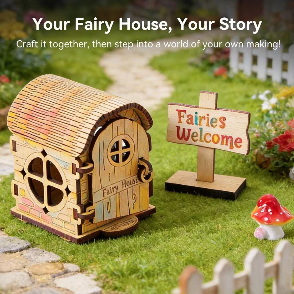 Wooden Material Wooden Fairy House Kit DIY Kit DIY Assembled House Wooden Doll House  Baby Gift