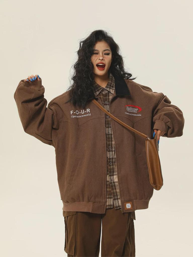 Unisex Vintage-Style Gewaschene Workwear-Jacke - Amerikanischer Retro-Reversmantel für Frühling & Herbst