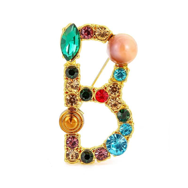 1PC 26 Letters Colorful Jewelry Gifts for Women Alphabet Brooch A-Z Rhinestone Letter Pin
