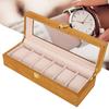 Wooden 6 Grid Watch Display Box Transparent Window Watch Storage Box Case