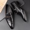 Fashion Business Men Shoes Genuine Leather Loafers Luxury Casual Black Office Wedding Party Metal Buckles Fashion Dress Shoe Best Gifts