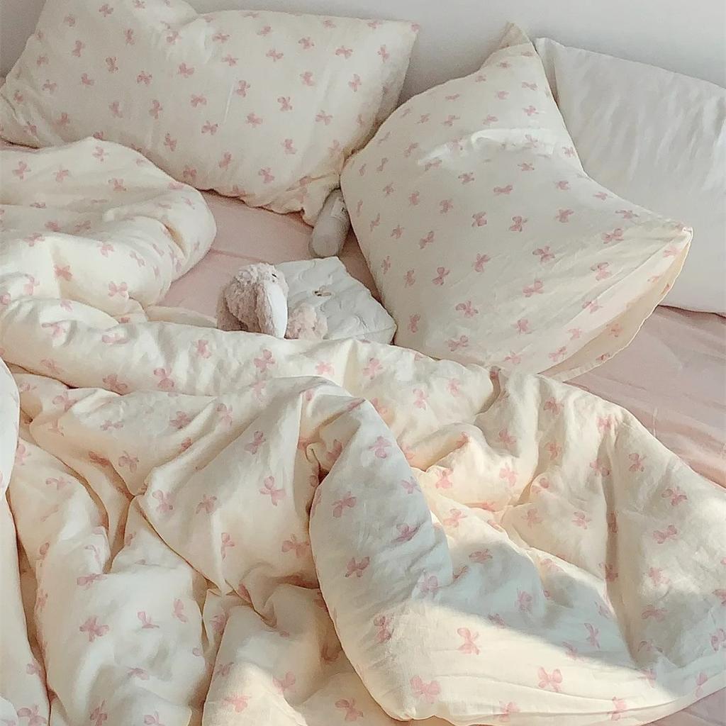 Live Broadcast Explosion Class A Maternal And Infant Grade Cotton Pure Cotton Double-Layer Yarn 4-Pcs Set Student Children'S Dormitory 3Pc Quilt Cover