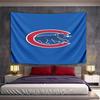 Blue Background with Red "C" and Bear Logo Pattern Wall Hanging Tapestry Decorative Tapestry Home Decor for Bedroom and Living Room