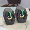 Black Mini USB Powered Wired 2.0 Gaming Music Speaker for Desktop Laptop PC RGB Color Lighting Computer Speaker